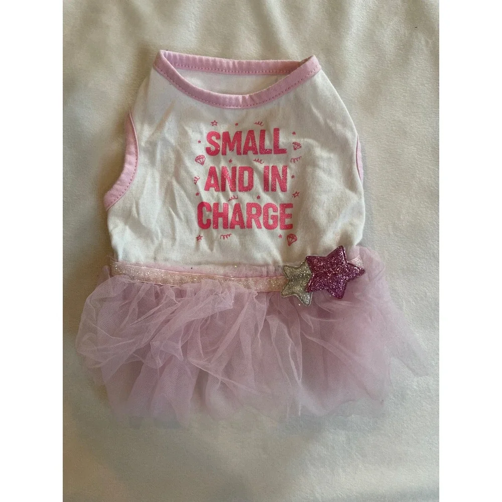 Coco Lane Couture Pink Small and in Charge Dog Tutu Dress Glitter Stars Pet S